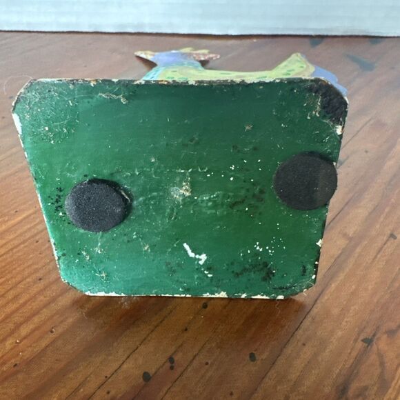 Primitive Metal Chicken Folk Art Purple Yellow Green 7 Inches - Picture 5 of 11